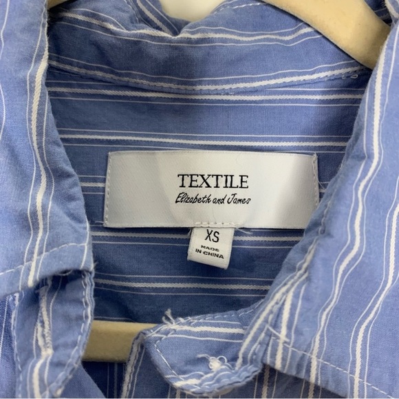 Elizabeth and James Textile classic blue striped button down shirt XS - Picture 4 of 5